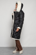 Оптом Пальто утепленное с капюшоном зимнее женское черного цвета 132290Ch в Екатеринбурге, фото 6