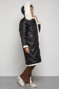Оптом Пальто утепленное с капюшоном зимнее женское черного цвета 132290Ch в Екатеринбурге, фото 7