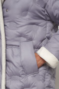 Оптом Пальто утепленное с капюшоном зимнее женское серого цвета 132290Sr в Новосибирске, фото 14