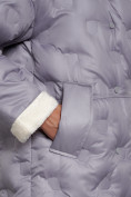 Оптом Пальто утепленное с капюшоном зимнее женское серого цвета 132290Sr в Сочи, фото 15