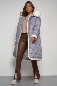 Оптом Пальто утепленное с капюшоном зимнее женское серого цвета 132290Sr в Перми, фото 16
