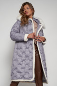 Оптом Пальто утепленное с капюшоном зимнее женское серого цвета 132290Sr, фото 17