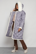 Оптом Пальто утепленное с капюшоном зимнее женское серого цвета 132290Sr в Ростове-на-Дону, фото 27