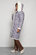 Оптом Пальто утепленное с капюшоном зимнее женское серого цвета 132290Sr, фото 6