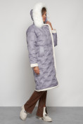 Оптом Пальто утепленное с капюшоном зимнее женское серого цвета 132290Sr в Казани, фото 7
