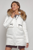 Оптом Куртка зимняя женская модная с мехом белого цвета 132298Bl в Казани, фото 12