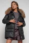 Оптом Куртка зимняя женская модная с мехом черного цвета 132298Ch в Екатеринбурге, фото 15