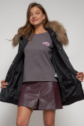 Оптом Куртка зимняя женская модная с мехом черного цвета 132298Ch в Казани, фото 17