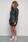 Оптом Куртка зимняя женская модная с мехом черного цвета 132298Ch в Казани, фото 6