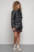 Оптом Куртка зимняя женская модная с мехом черного цвета 132298Ch в Екатеринбурге, фото 7