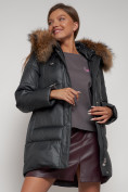 Оптом Куртка зимняя женская модная с мехом темно-серого цвета 132298TC в Казани, фото 19