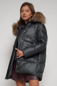 Оптом Куртка зимняя женская модная с мехом темно-серого цвета 132298TC в Казани, фото 22