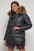 Оптом Куртка зимняя женская модная с мехом темно-серого цвета 132298TC в Казани, фото 23