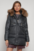 Оптом Куртка зимняя женская модная с мехом темно-серого цвета 132298TC в Казани, фото 9