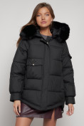 Оптом Куртка зимняя женская модная с мехом черного цвета 13301Ch в Казани, фото 10