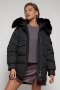 Оптом Куртка зимняя женская модная с мехом черного цвета 13301Ch в Екатеринбурге, фото 17