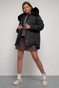 Оптом Куртка зимняя женская модная с мехом черного цвета 13301Ch в Казани, фото 18