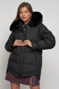 Оптом Куртка зимняя женская модная с мехом черного цвета 13301Ch в Казани, фото 21