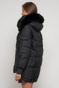 Оптом Куртка зимняя женская модная с мехом черного цвета 13301Ch в Казани, фото 5