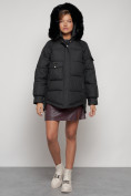 Оптом Куртка зимняя женская модная с мехом черного цвета 13301Ch в Казани, фото 7
