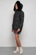 Оптом Куртка зимняя женская модная с мехом черного цвета 13301Ch в Казани, фото 8