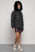 Оптом Куртка зимняя женская модная с мехом черного цвета 13301Ch в Казани, фото 9