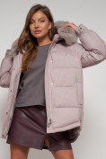 Оптом Куртка зимняя женская модная с мехом светло-коричневого цвета 13301SK в Казани, фото 18