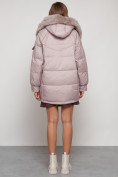 Оптом Куртка зимняя женская модная с мехом светло-коричневого цвета 13301SK в Казани, фото 4