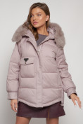 Оптом Куртка зимняя женская модная с мехом светло-коричневого цвета 13301SK в Казани, фото 8