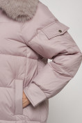Оптом Куртка зимняя женская модная с мехом светло-коричневого цвета 13301SK в Казани, фото 9