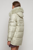 Оптом Куртка зимняя женская модная с мехом светло-зеленого цвета 13301ZS в Казани, фото 8