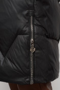 Оптом Пальто утепленное с капюшоном зимнее женское черного цвета 13305Ch, фото 11