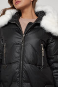 Оптом Пальто утепленное с капюшоном зимнее женское черного цвета 13305Ch, фото 12