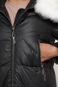 Оптом Пальто утепленное с капюшоном зимнее женское черного цвета 13305Ch, фото 9