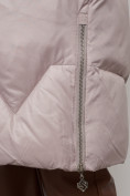 Оптом Пальто утепленное с капюшоном зимнее женское светло-коричневого цвета 13305SK, фото 14