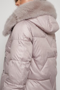 Оптом Пальто утепленное с капюшоном зимнее женское светло-коричневого цвета 13305SK, фото 15