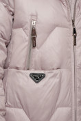 Оптом Пальто утепленное с капюшоном зимнее женское светло-коричневого цвета 13305SK, фото 23