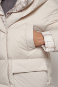 Оптом Зимняя женская куртка модная с капюшоном бежевого цвета 133105B в Екатеринбурге, фото 12