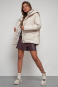 Оптом Зимняя женская куртка модная с капюшоном бежевого цвета 133105B в Екатеринбурге, фото 16