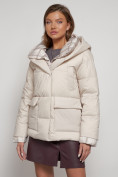 Оптом Зимняя женская куртка модная с капюшоном бежевого цвета 133105B в Екатеринбурге, фото 25