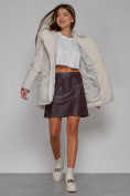 Оптом Куртка зимняя женская модная с мехом бежевого цвета 133120B в Казани, фото 12