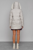 Оптом Куртка зимняя женская модная с мехом бежевого цвета 133120B в Казани, фото 4