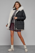 Оптом Куртка зимняя женская модная с мехом черного цвета 133120Ch в Казани, фото 10