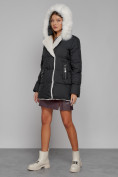 Оптом Куртка зимняя женская модная с мехом черного цвета 133120Ch в Казани, фото 5