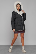 Оптом Куртка зимняя женская модная с мехом черного цвета 133120Ch в Казани, фото 6