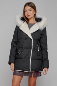 Оптом Куртка зимняя женская модная с мехом черного цвета 133120Ch в Казани, фото 7