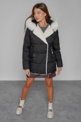 Оптом Куртка зимняя женская модная с мехом черного цвета 133120Ch в Екатеринбурге, фото 8