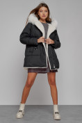 Оптом Куртка зимняя женская модная с мехом черного цвета 133120Ch в Казани, фото 9