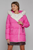 Оптом Куртка зимняя женская модная с мехом розового цвета 133120R в Казани, фото 9
