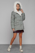 Оптом Куртка зимняя женская модная с мехом светло-зеленого цвета 133120ZS в Екатеринбурге, фото 6